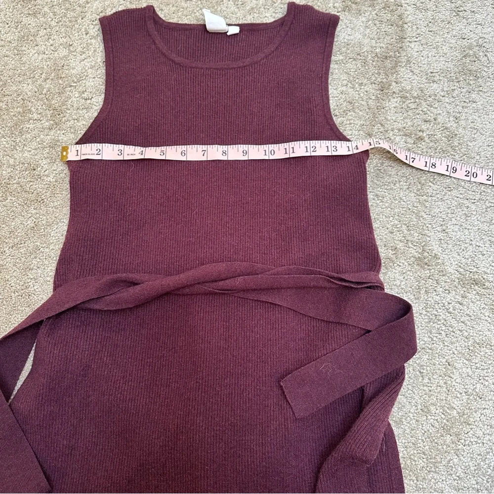 Ady P Soft Wine Red Wrap Tie Front High Neck Sweater Tunic Tank Top Medium - Picture 3 of 7